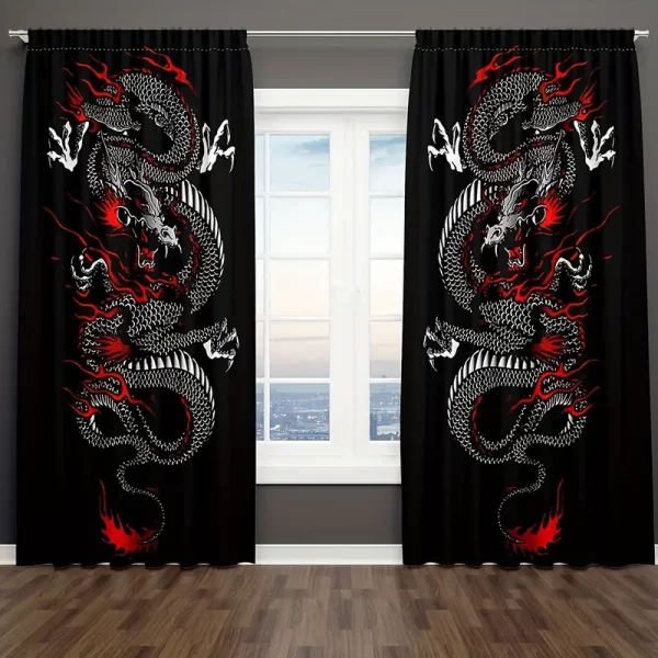 Conjunto de 2 Cortinas com Dragão Chinês - Image 4