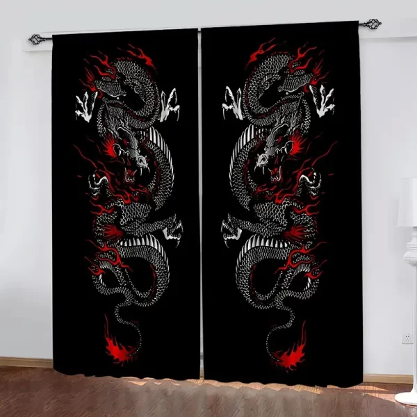 Conjunto de 2 Cortinas com Dragão Chinês - Image 3