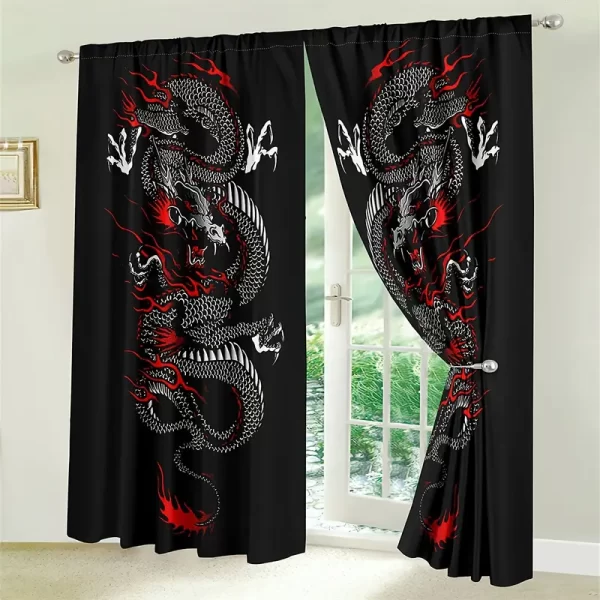 Conjunto de 2 Cortinas com Dragão Chinês - Image 2